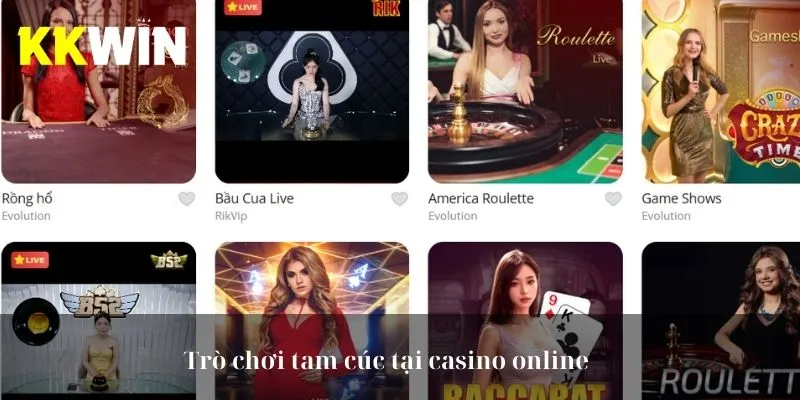 Trò chơi tam cúc tại casino online 